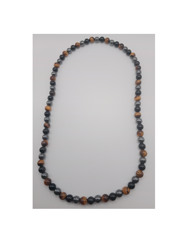 Collier Hématite,Obsidienne Noire et Oeil de Tigre